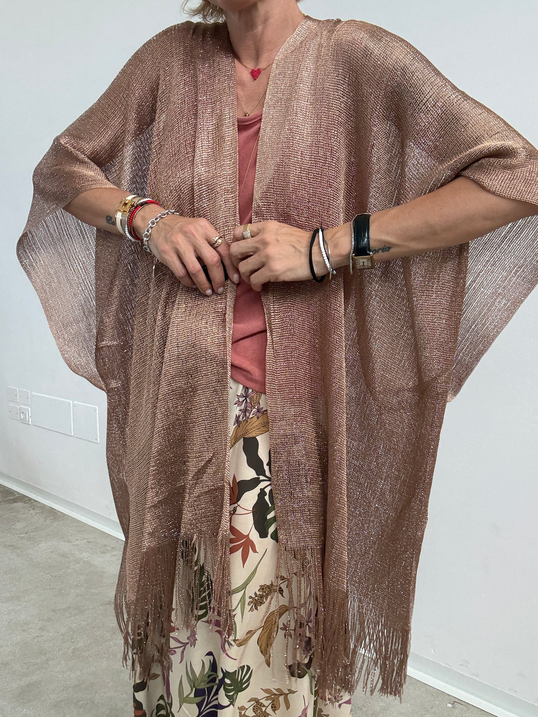 PONCHO LUREX BEIGE