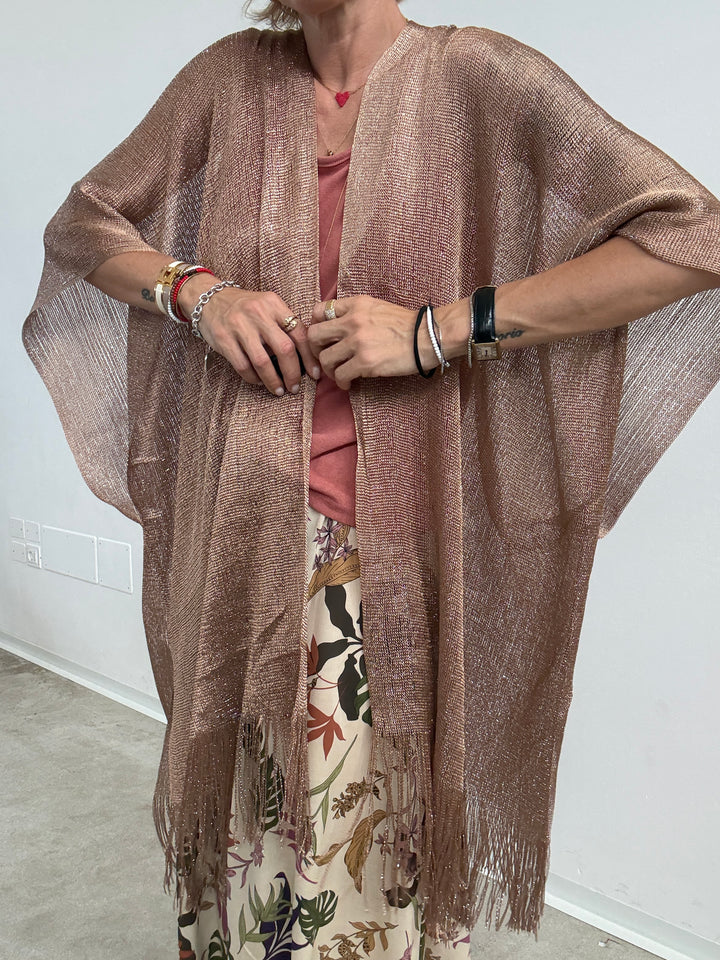 PONCHO LUREX BEIGE