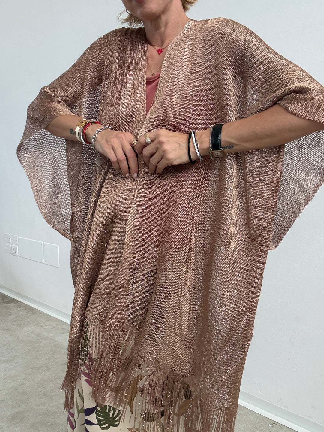 PONCHO LUREX BEIGE