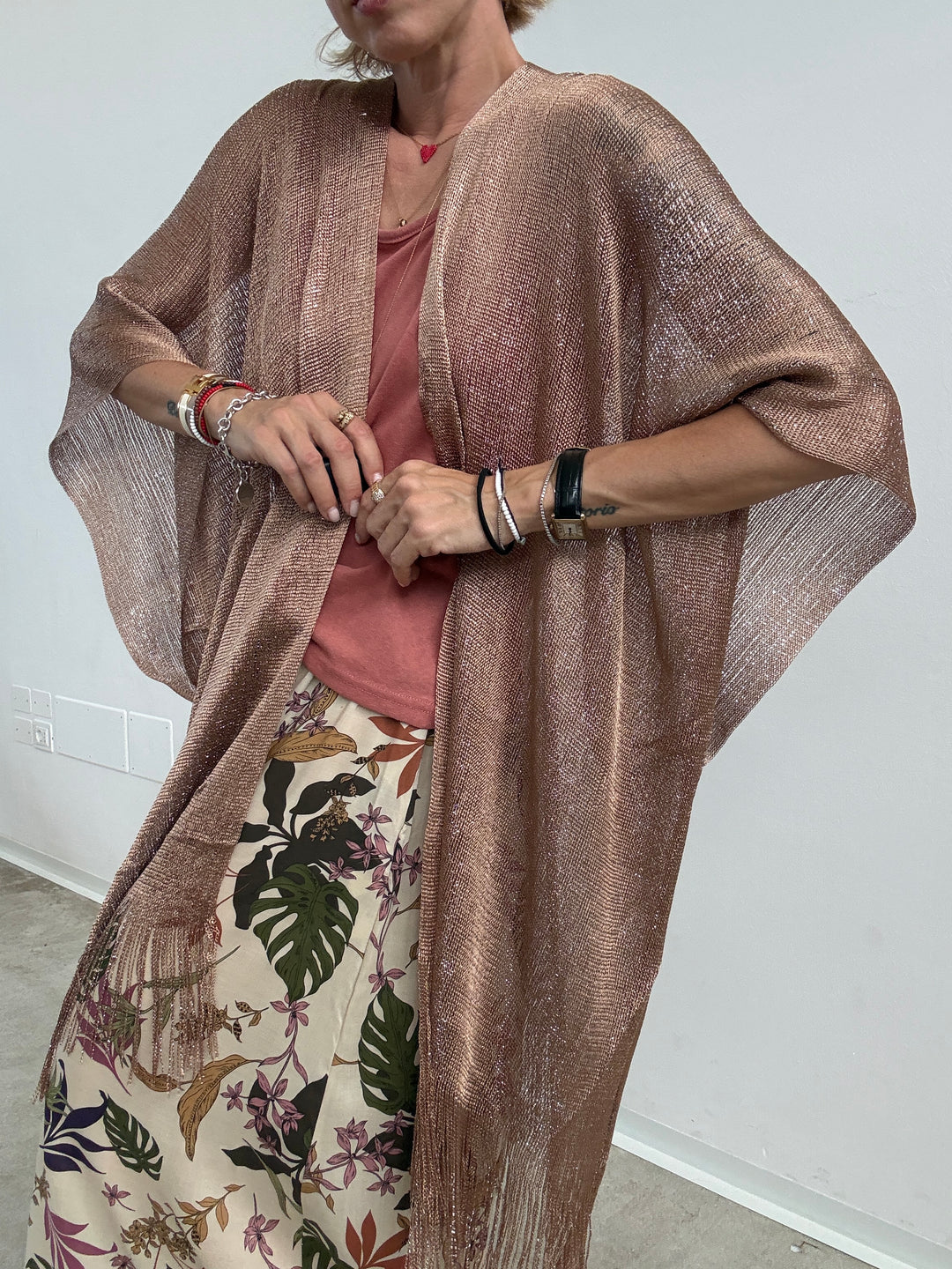 PONCHO LUREX BEIGE