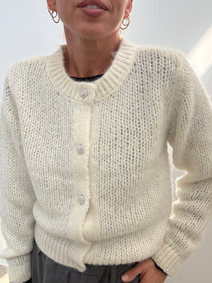 CARDIGAN BOTTONI GEMME PANNA