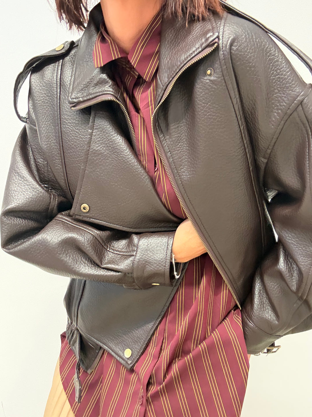 CHIODO BOMBER MARTELLATO CIOCCO