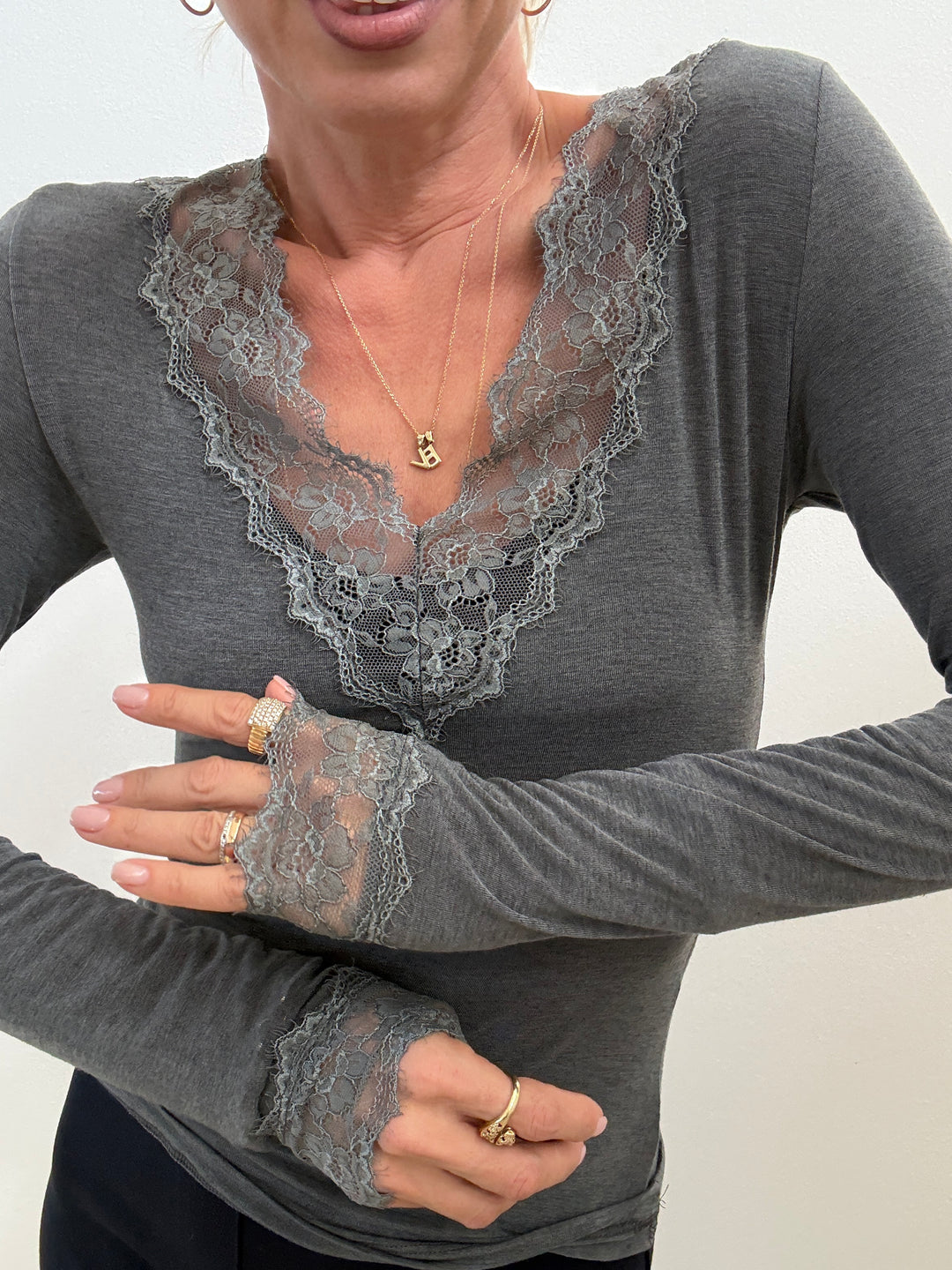 TSHIRT CASHMERE PIZZO GRIGIO