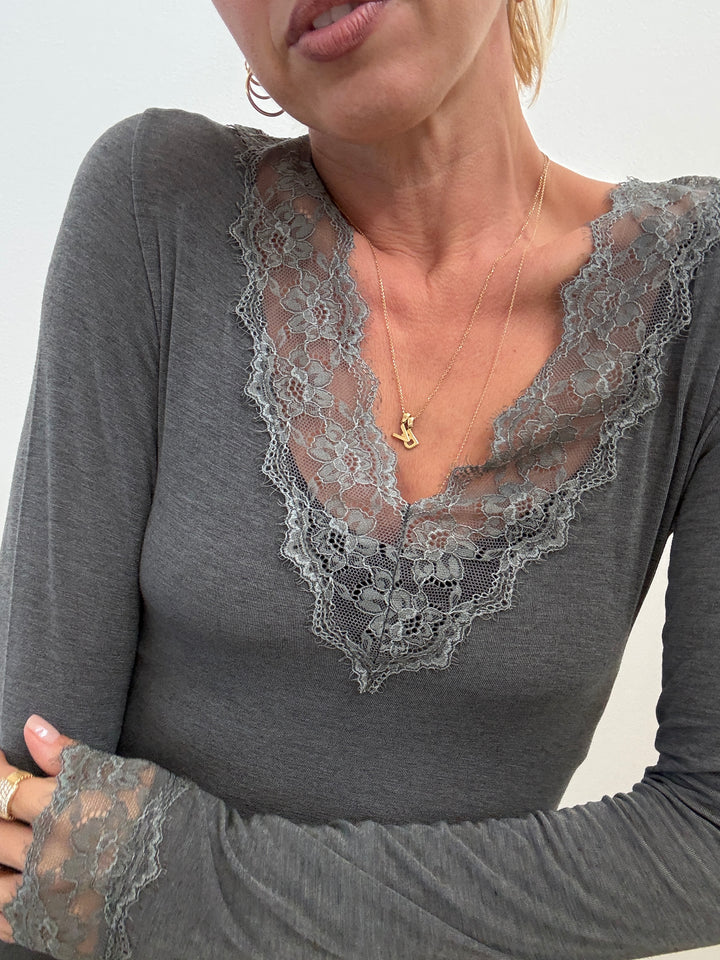 TSHIRT CASHMERE PIZZO GRIGIO