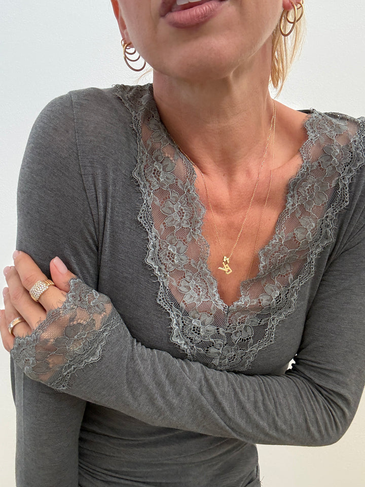 TSHIRT CASHMERE PIZZO GRIGIO