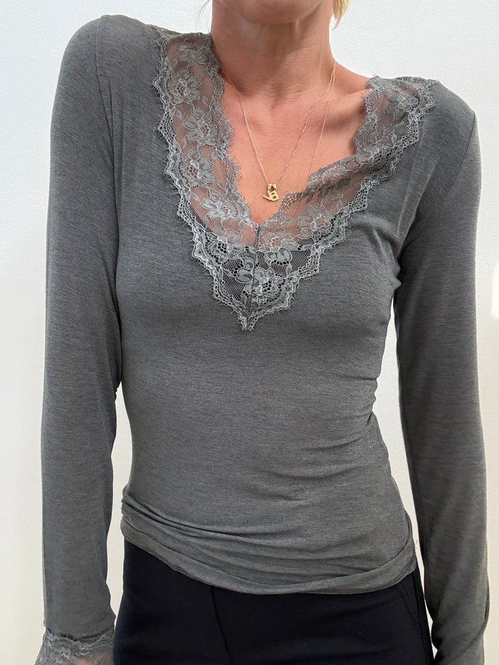 TSHIRT CASHMERE PIZZO GRIGIO
