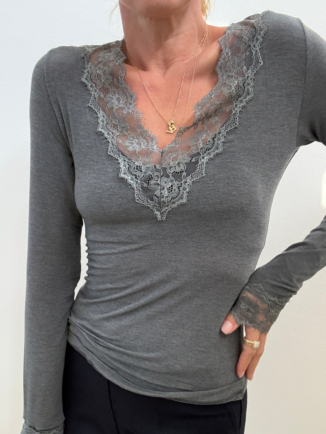 TSHIRT CASHMERE PIZZO GRIGIO