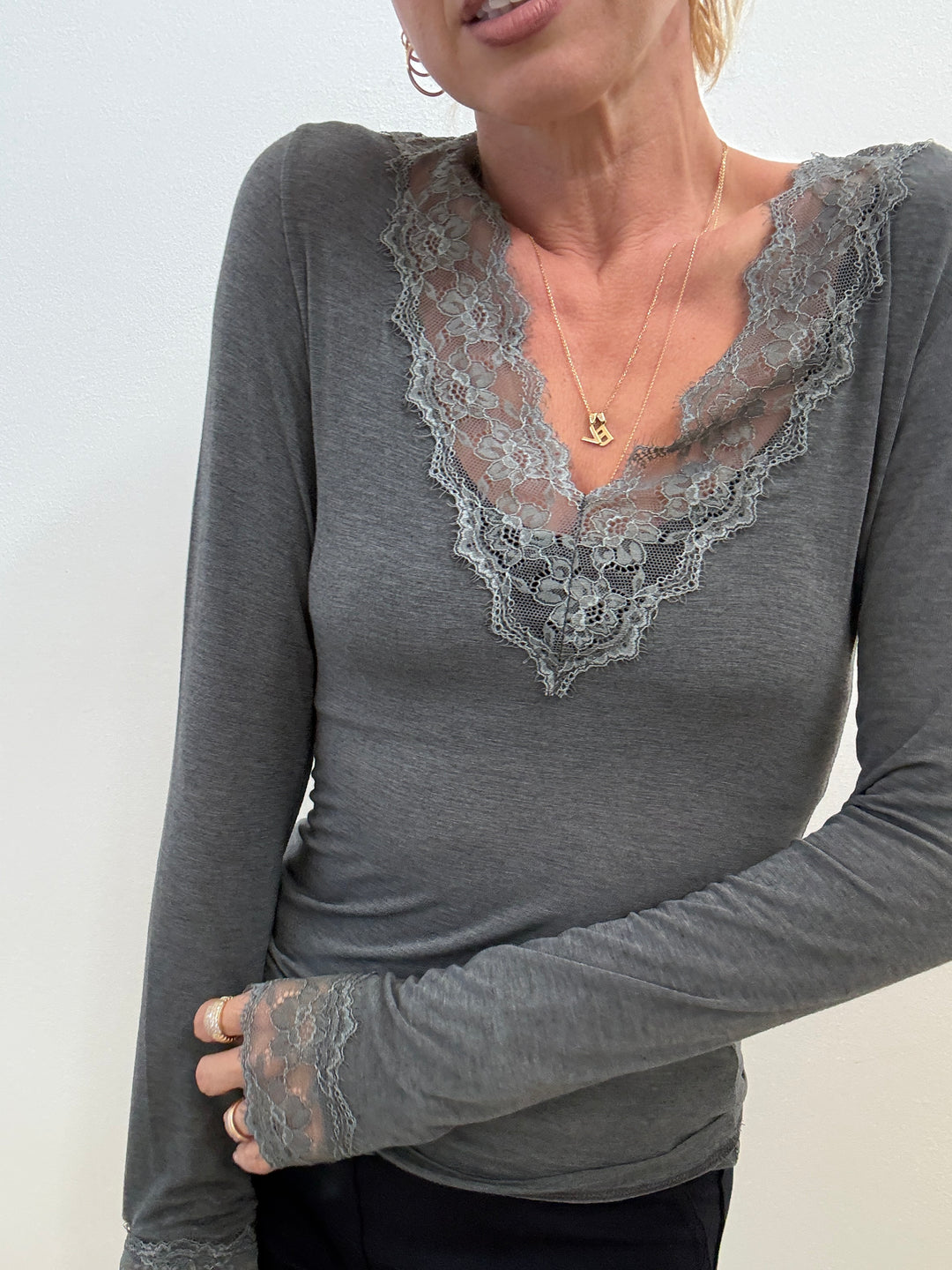 TSHIRT CASHMERE PIZZO GRIGIO