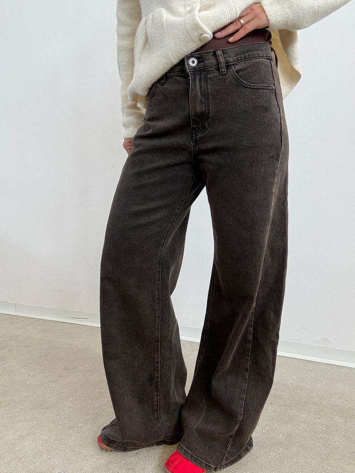 DENIM SPICCHIO STONEWASH MARRONE