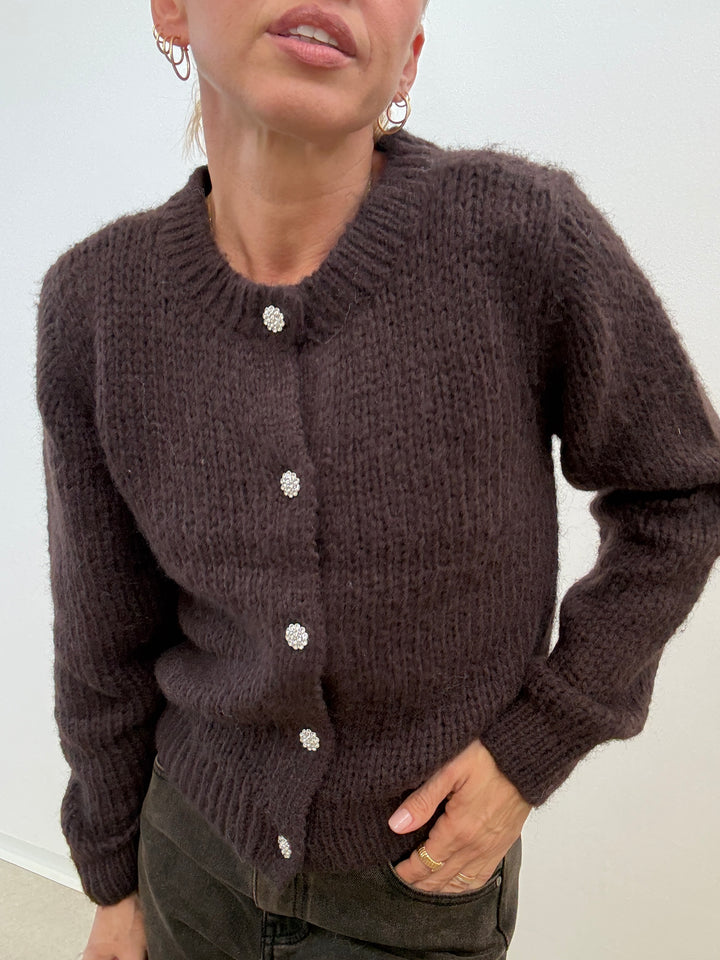 CARDIGAN BOTTONI GEMME CIOCCO