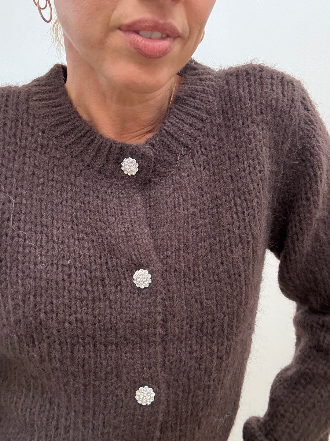 CARDIGAN BOTTONI GEMME CIOCCO