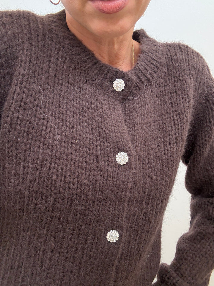 CARDIGAN BOTTONI GEMME CIOCCO
