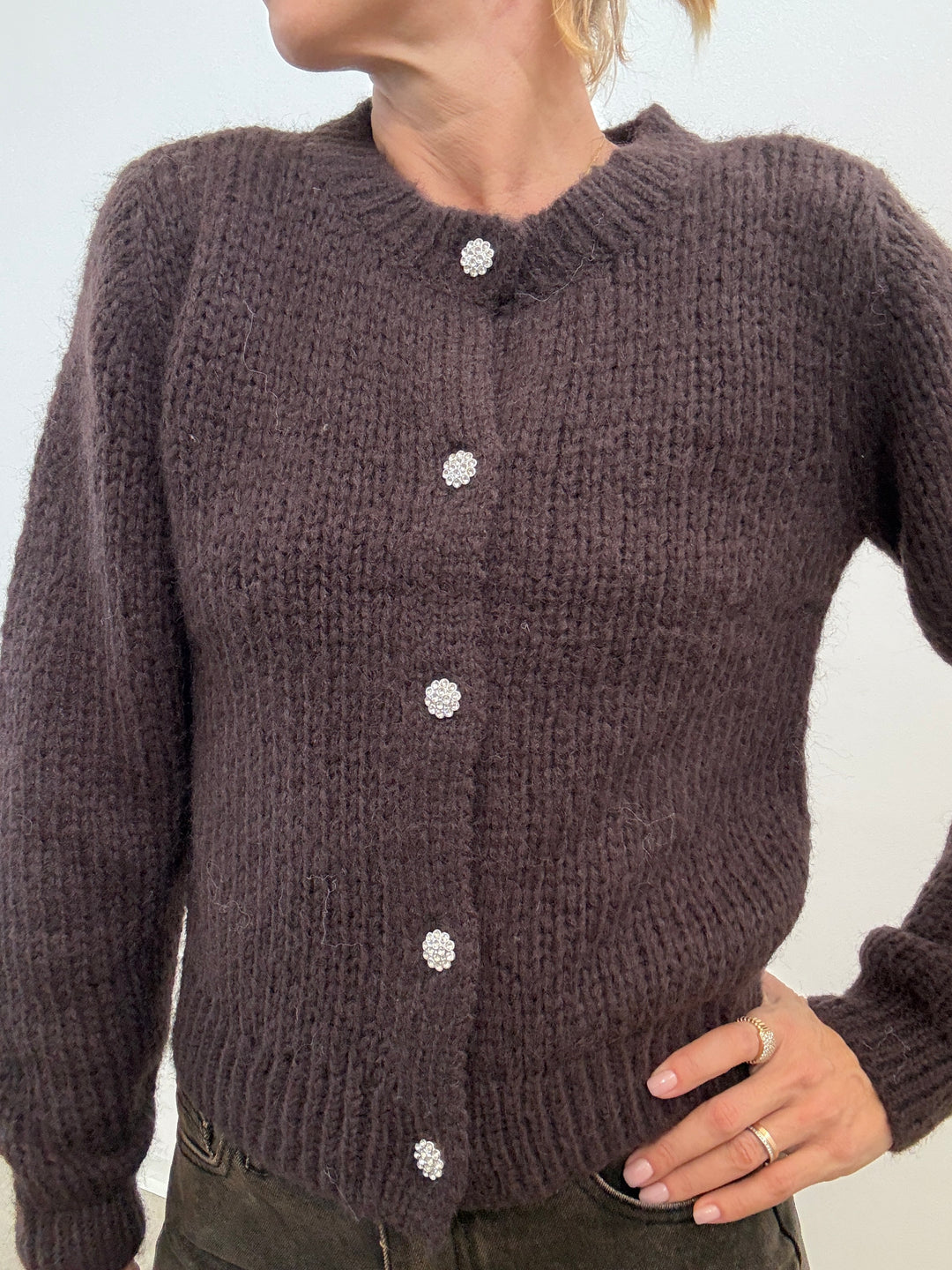 CARDIGAN BOTTONI GEMME CIOCCO