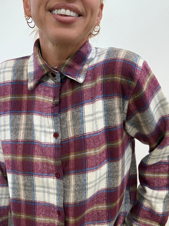 CAMICIA HEIDI CHECK PRUGNA/PANNA