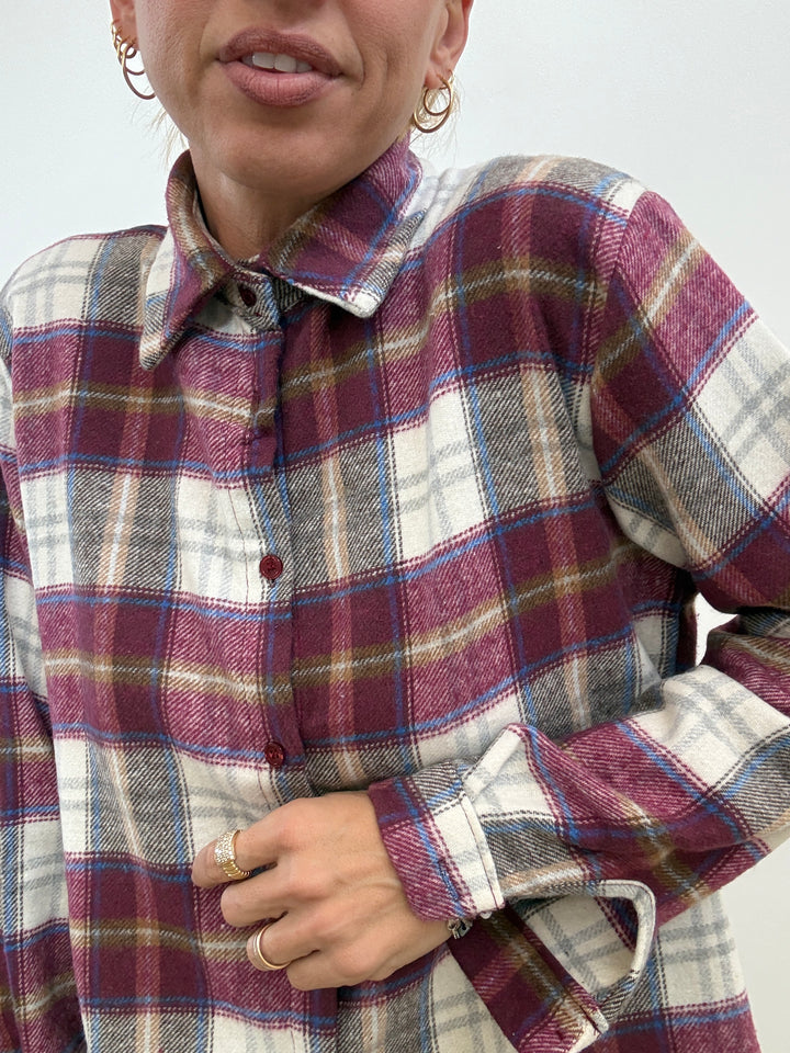 CAMICIA HEIDI CHECK PRUGNA/PANNA
