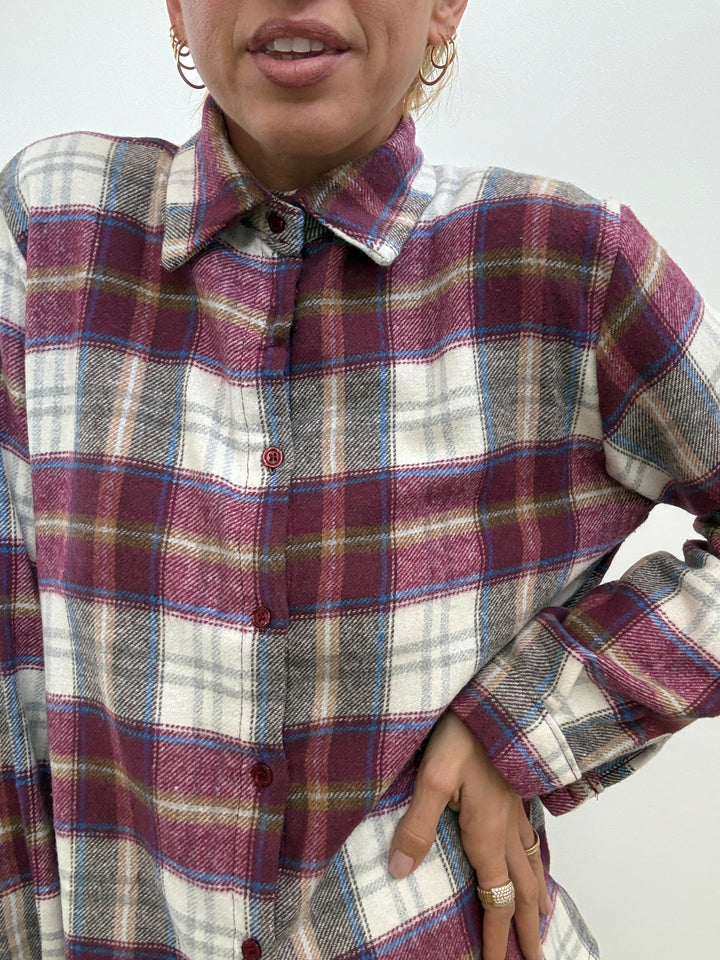 CAMICIA HEIDI CHECK PRUGNA/PANNA