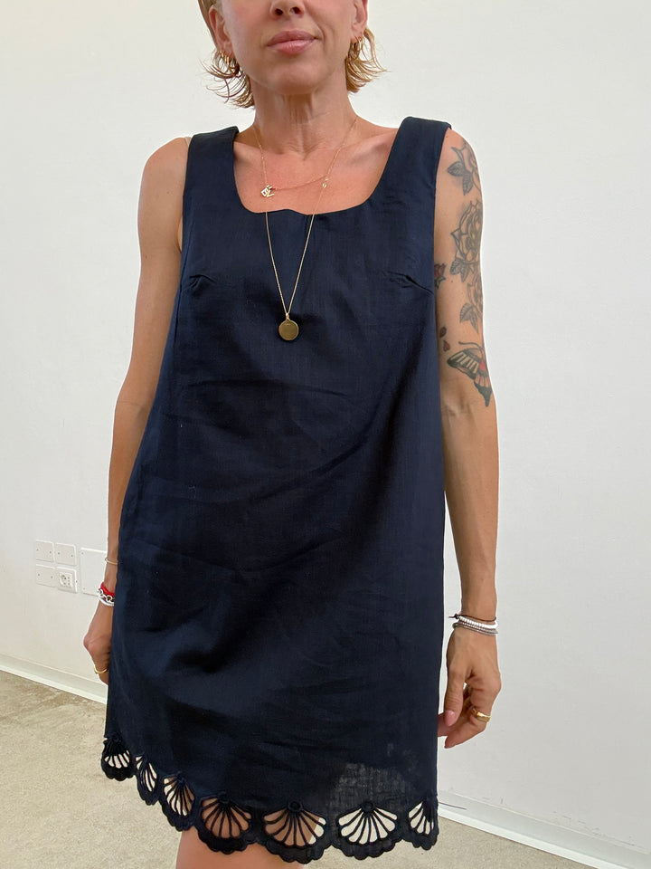 ABITO MERLETTO LINO BLU NOTTE