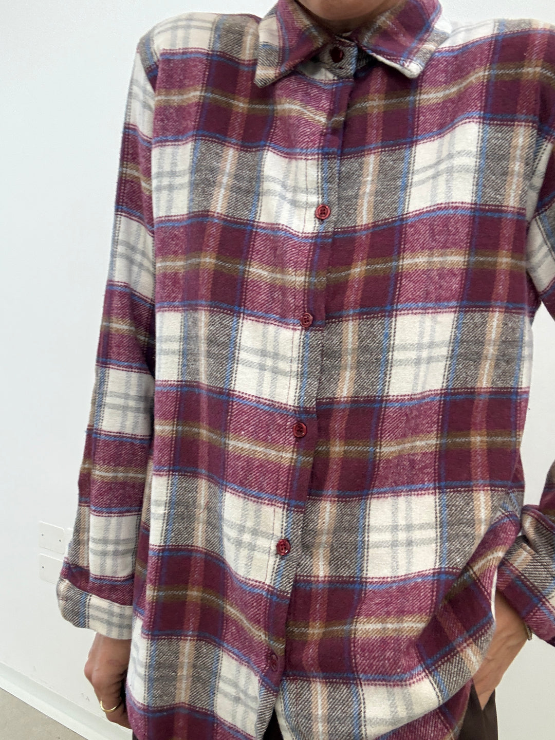 CAMICIA HEIDI CHECK PRUGNA/PANNA