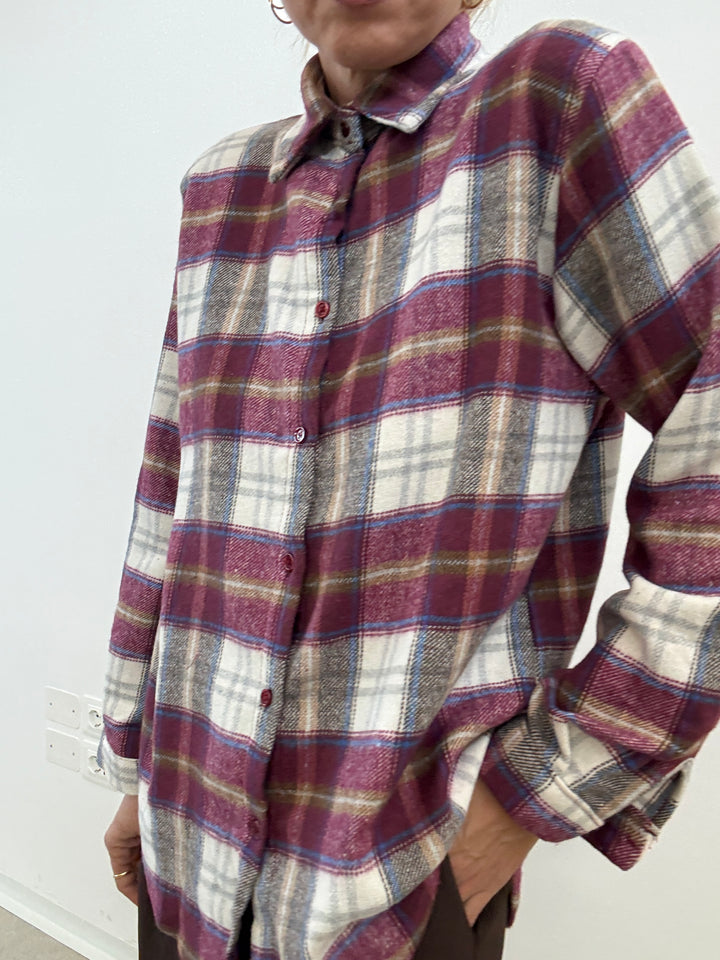 CAMICIA HEIDI CHECK PRUGNA/PANNA