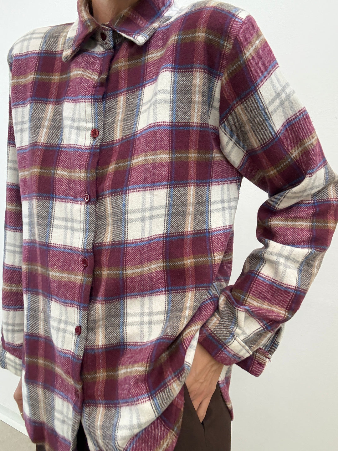 CAMICIA HEIDI CHECK PRUGNA/PANNA