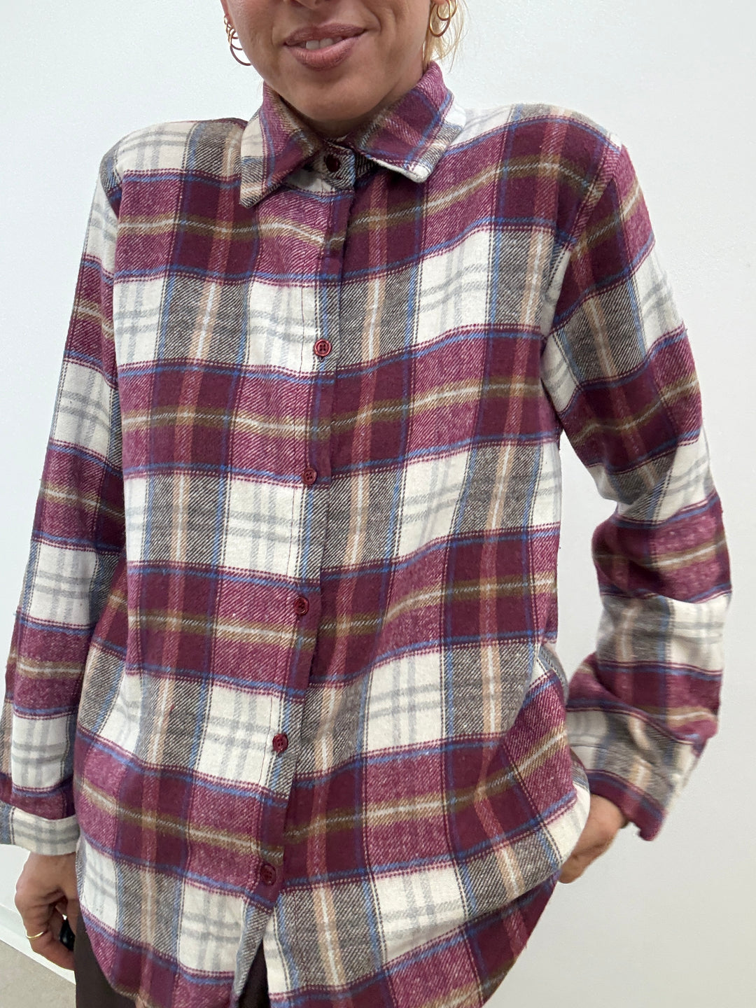 CAMICIA HEIDI CHECK PRUGNA/PANNA
