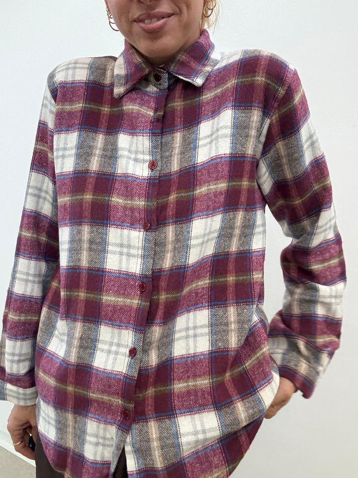 CAMICIA HEIDI CHECK PRUGNA/PANNA