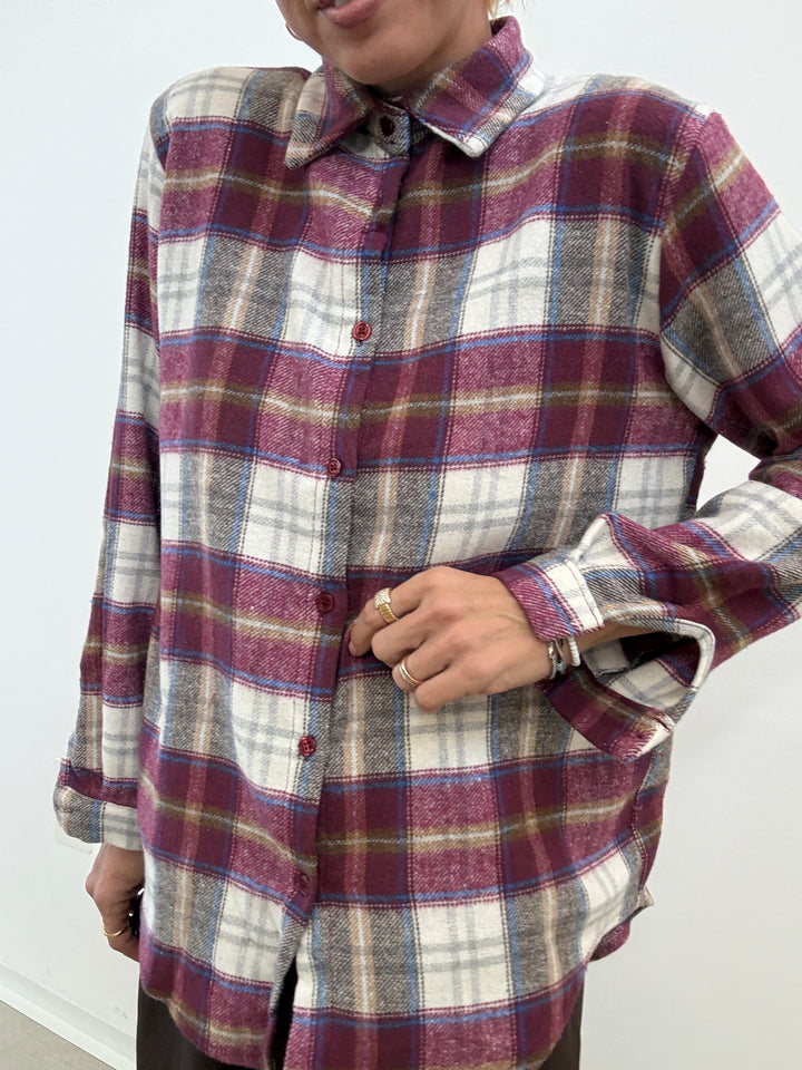 CAMICIA HEIDI CHECK PRUGNA/PANNA