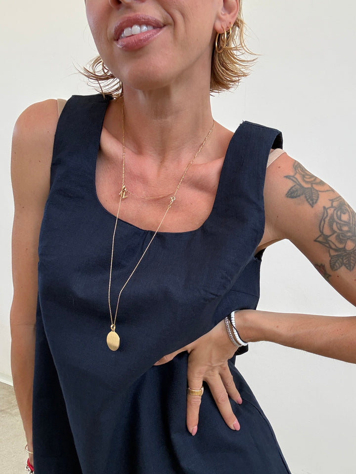 ABITO MERLETTO LINO BLU NOTTE