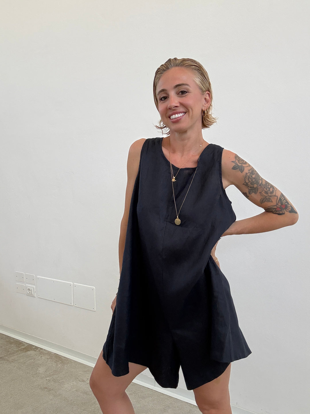 JUMPSUIT MELANIA LINO BLU NOTTE