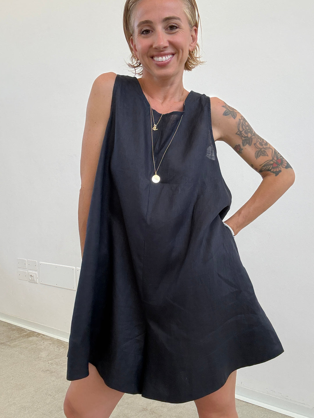 JUMPSUIT MELANIA LINO BLU NOTTE