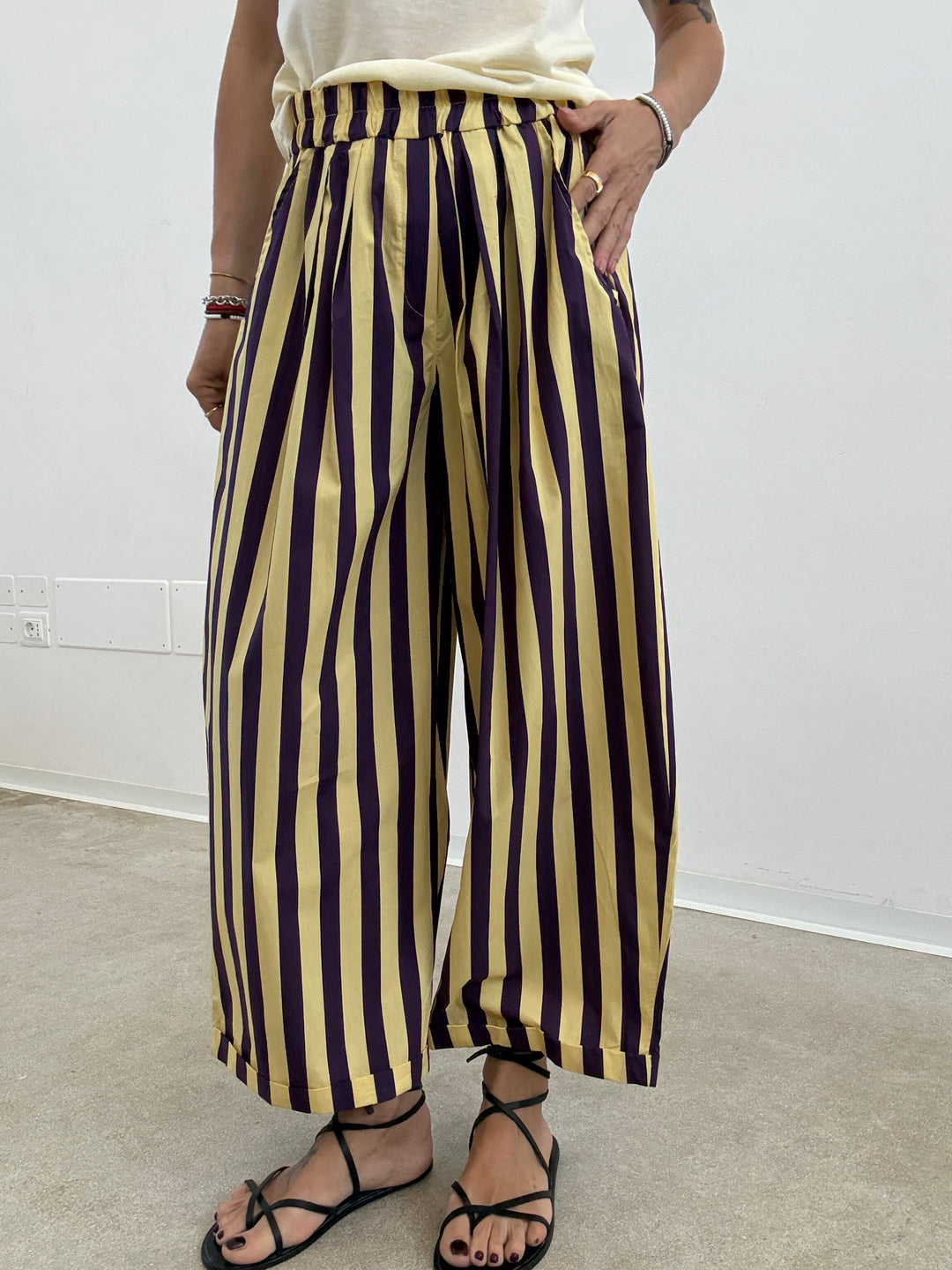 PANTALONE OLIMPIA RIGA LIMONE/VIOLA