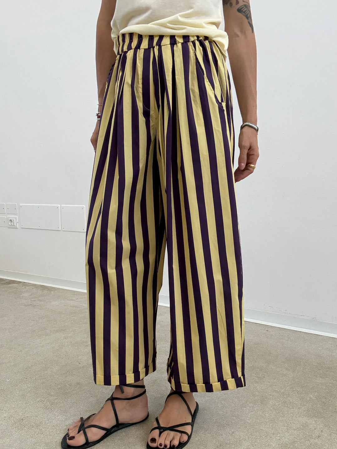 PANTALONE OLIMPIA RIGA LIMONE/VIOLA
