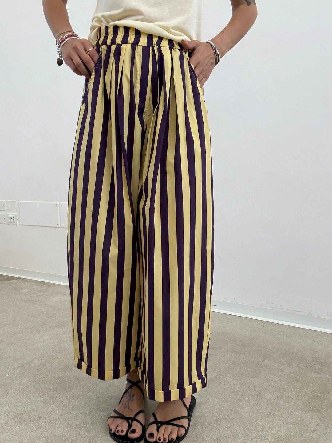 PANTALONE OLIMPIA RIGA LIMONE/VIOLA