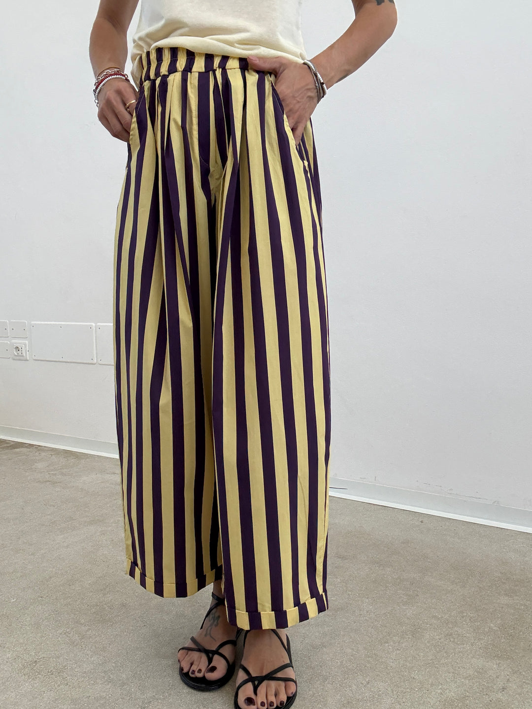 PANTALONE OLIMPIA RIGA LIMONE/VIOLA