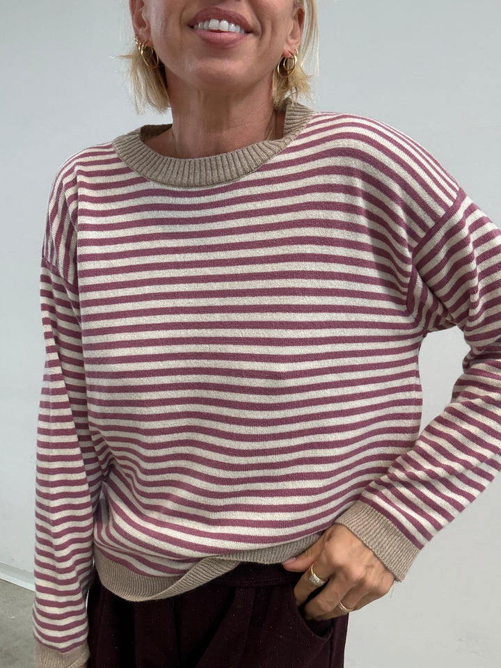 PULL BORDO BEIGE RIGA ROSA