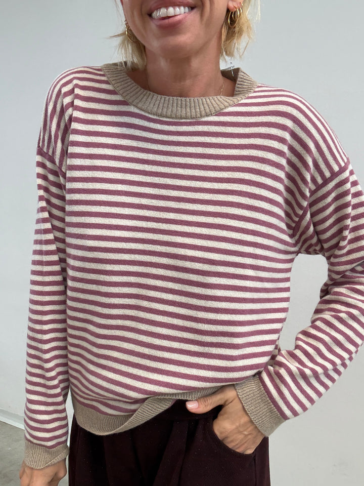 PULL BORDO BEIGE RIGA ROSA