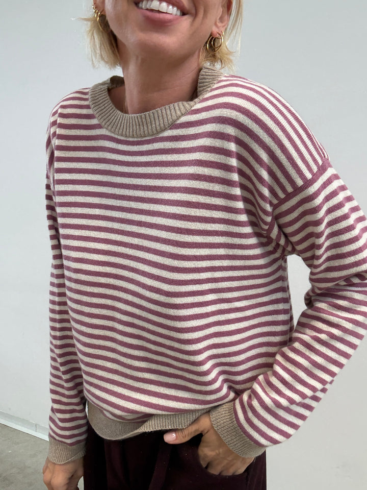 PULL BORDO BEIGE RIGA ROSA