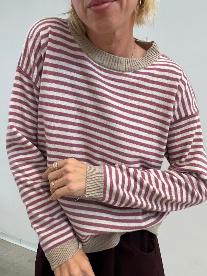 PULL BORDO BEIGE RIGA ROSA