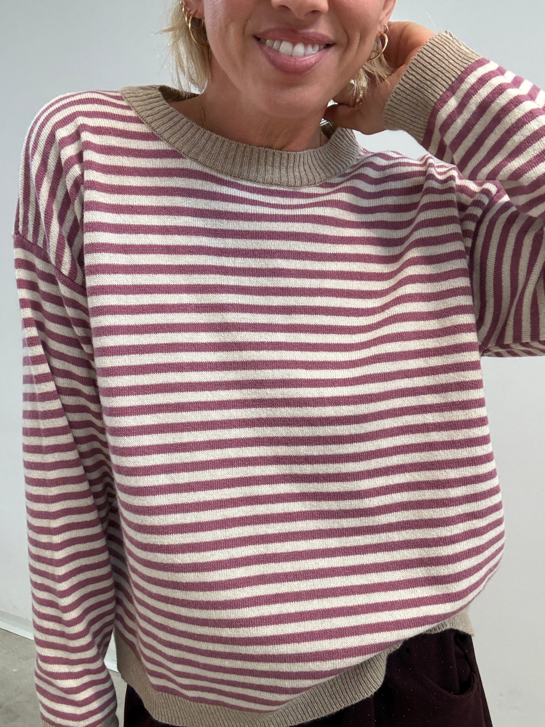 PULL BORDO BEIGE RIGA ROSA