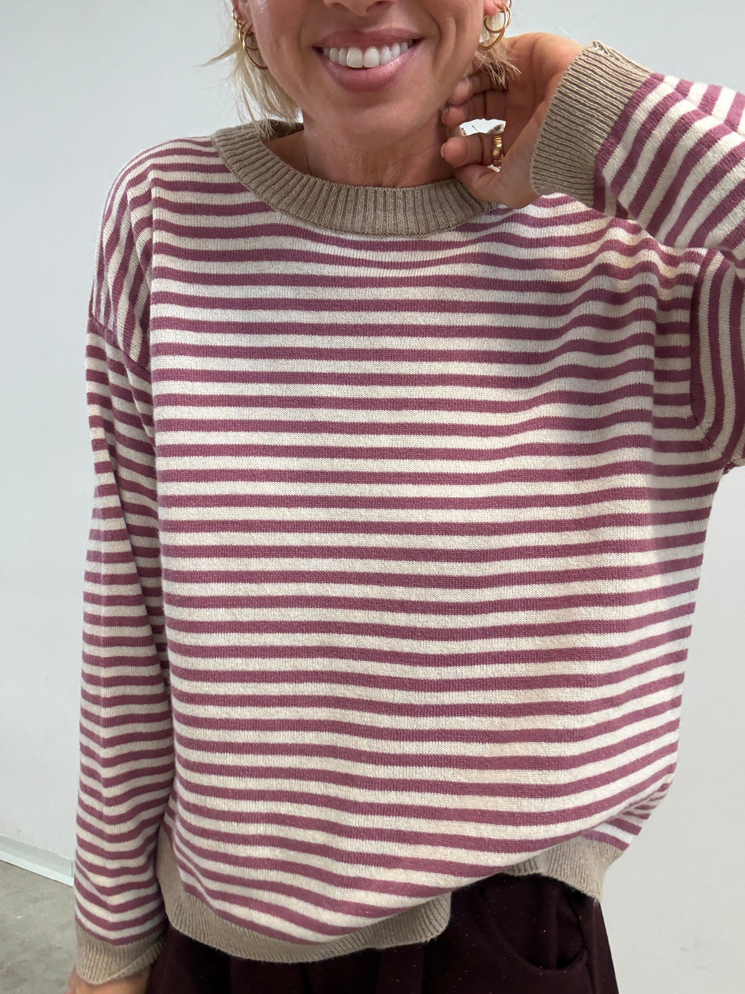 PULL BORDO BEIGE RIGA ROSA