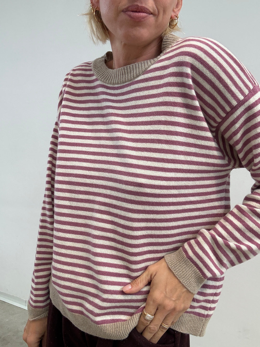 PULL BORDO BEIGE RIGA ROSA