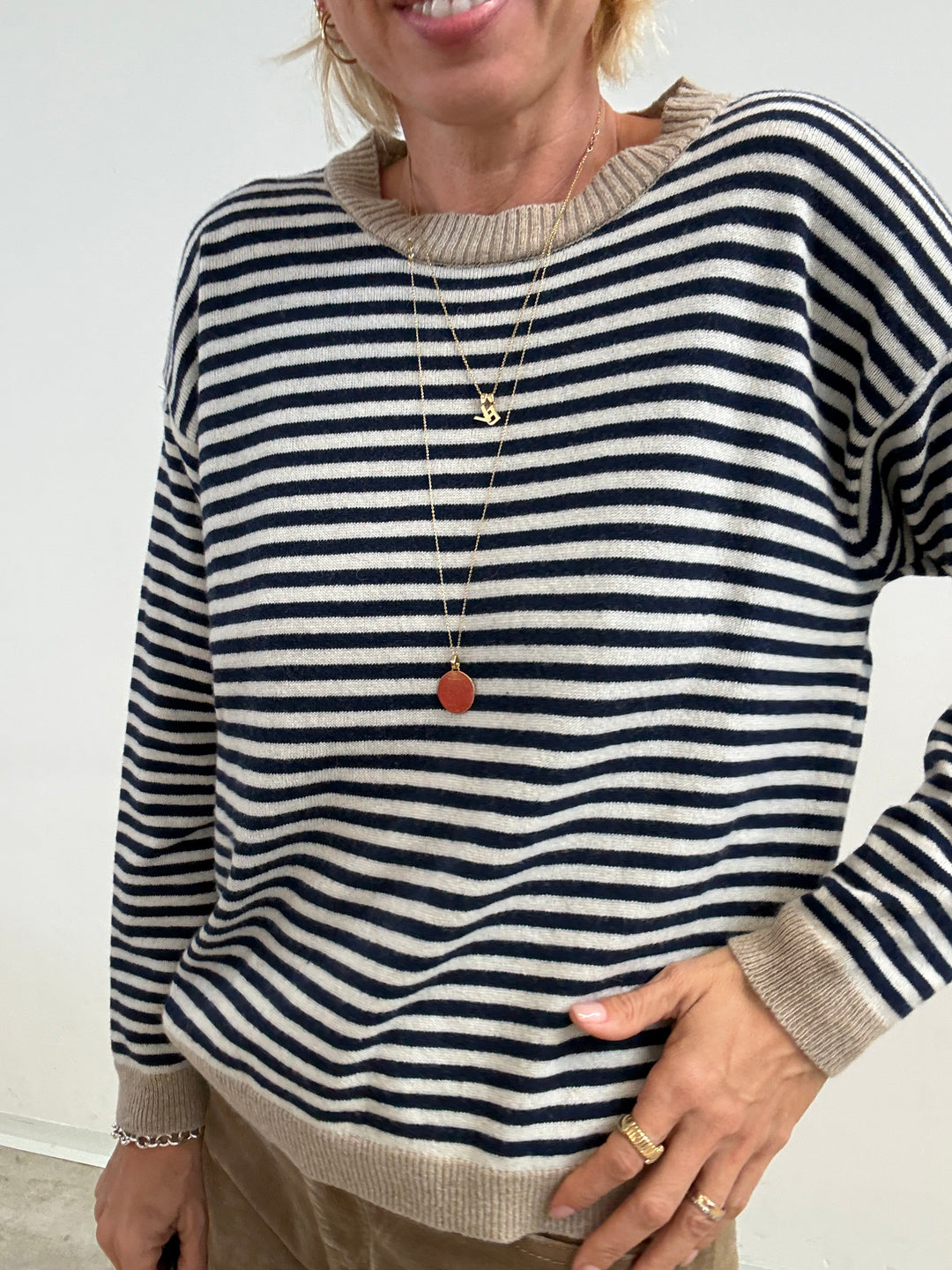 PULL BORDO BEIGE RIGA BLU