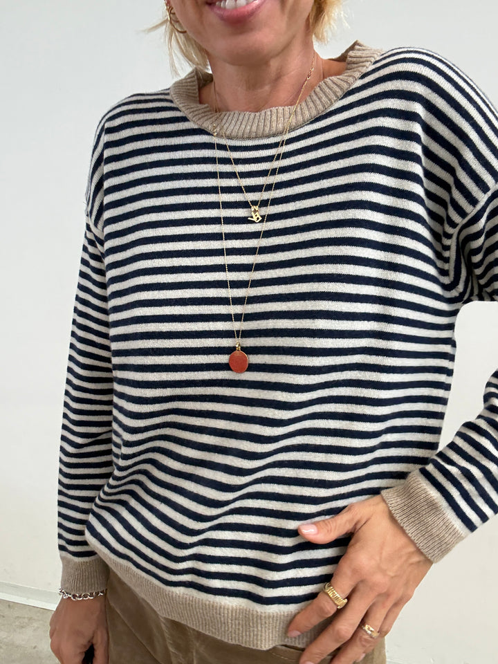 PULL BORDO BEIGE RIGA BLU