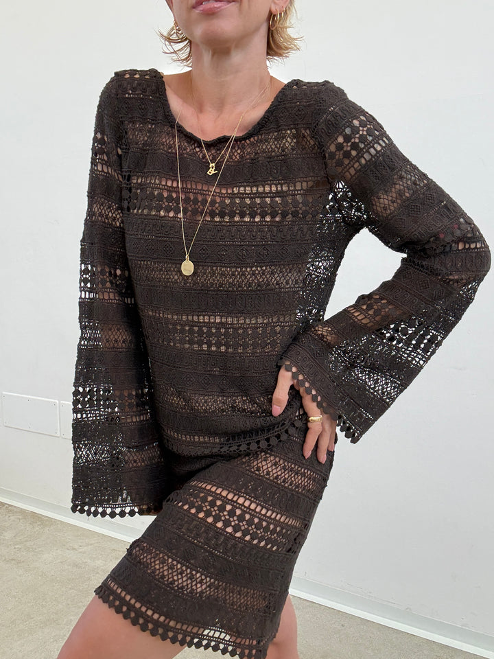 ABITO CROCHET CIOCCOLATO