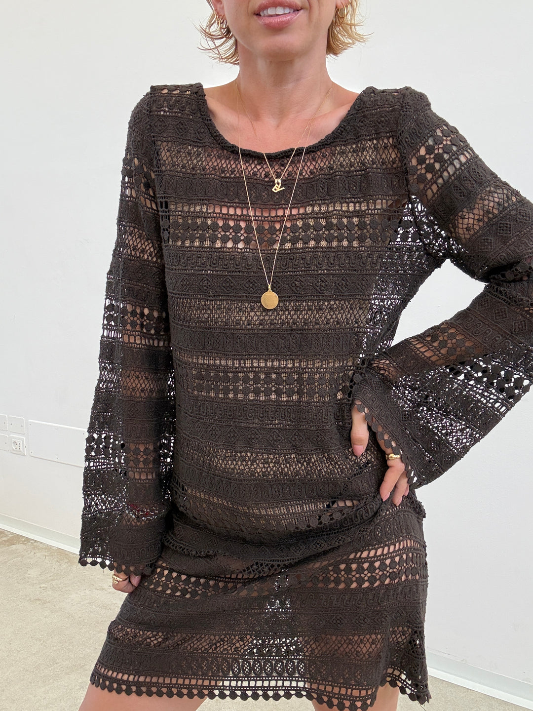 ABITO CROCHET CIOCCOLATO