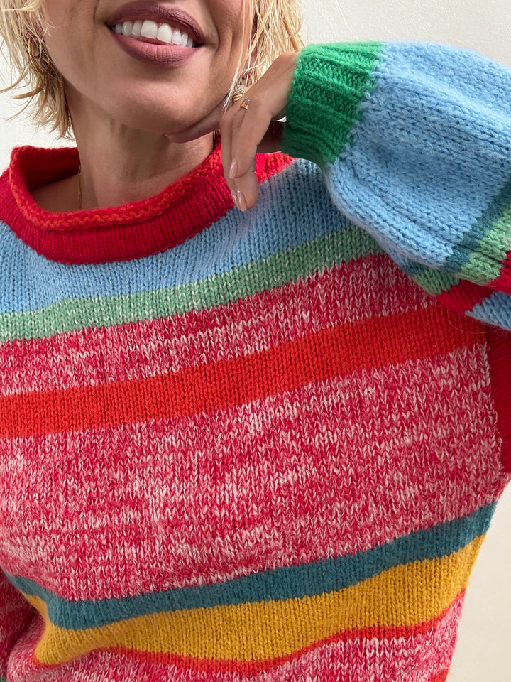PULL MULTICOLORE ARANCIO/CIELO
