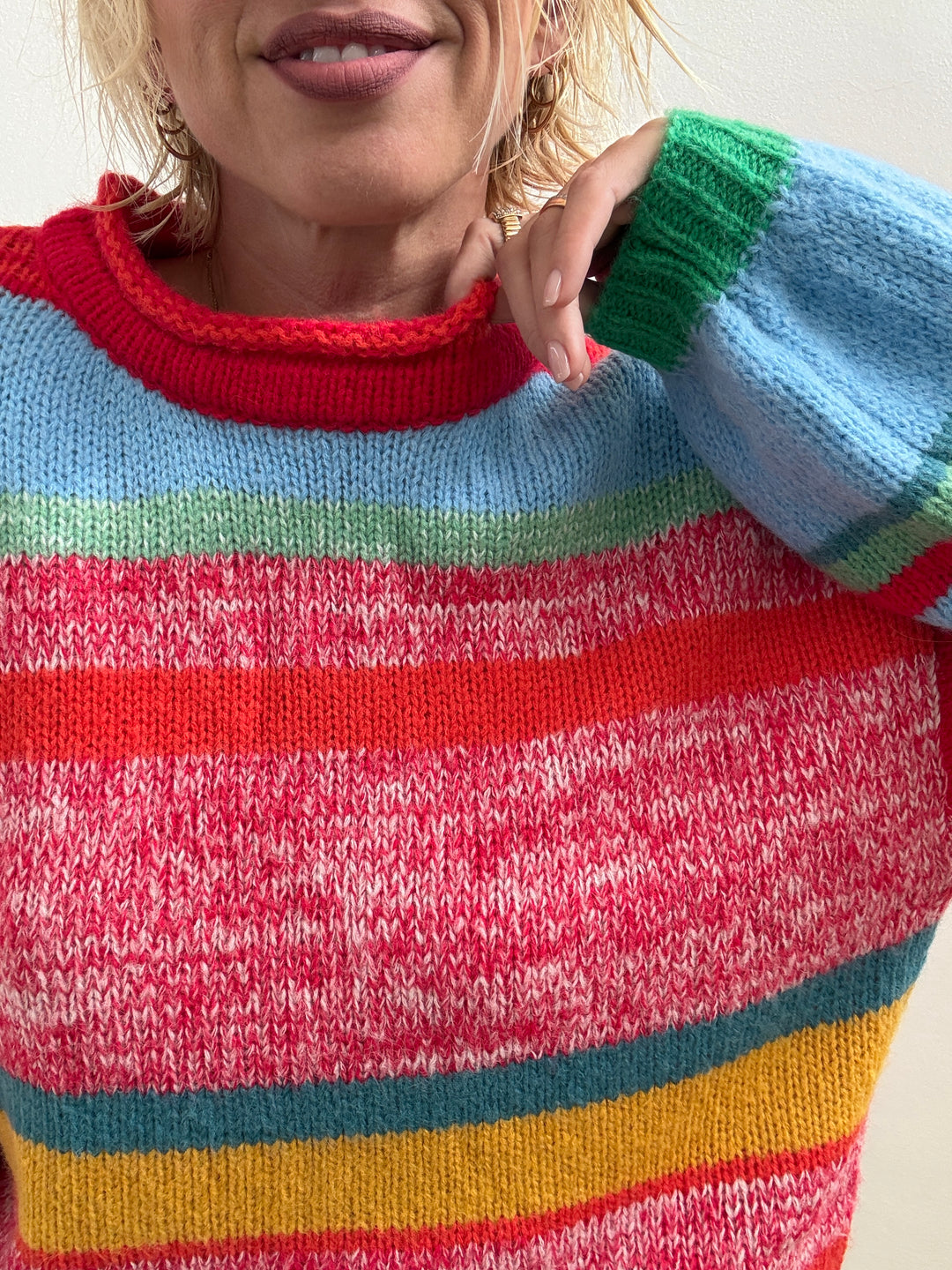 PULL MULTICOLORE ARANCIO/CIELO