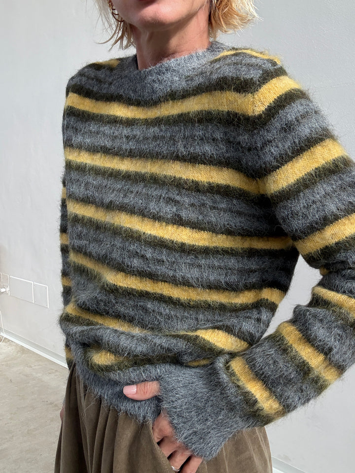 PULL TANIA RIGA GRIGIO/GIALLO