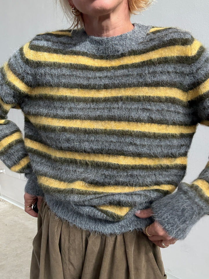 PULL TANIA RIGA GRIGIO/GIALLO