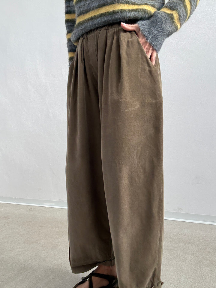 PANTALONE OLIMPIA VELVET VERDE MILI